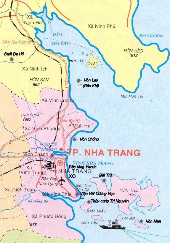 Bản đồ các địa điểm nổi tiếng Nha Trang