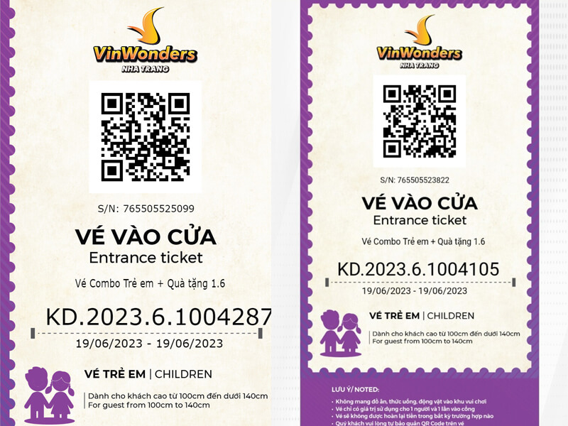 Xuất vé online trẻ em bằng code điện tử