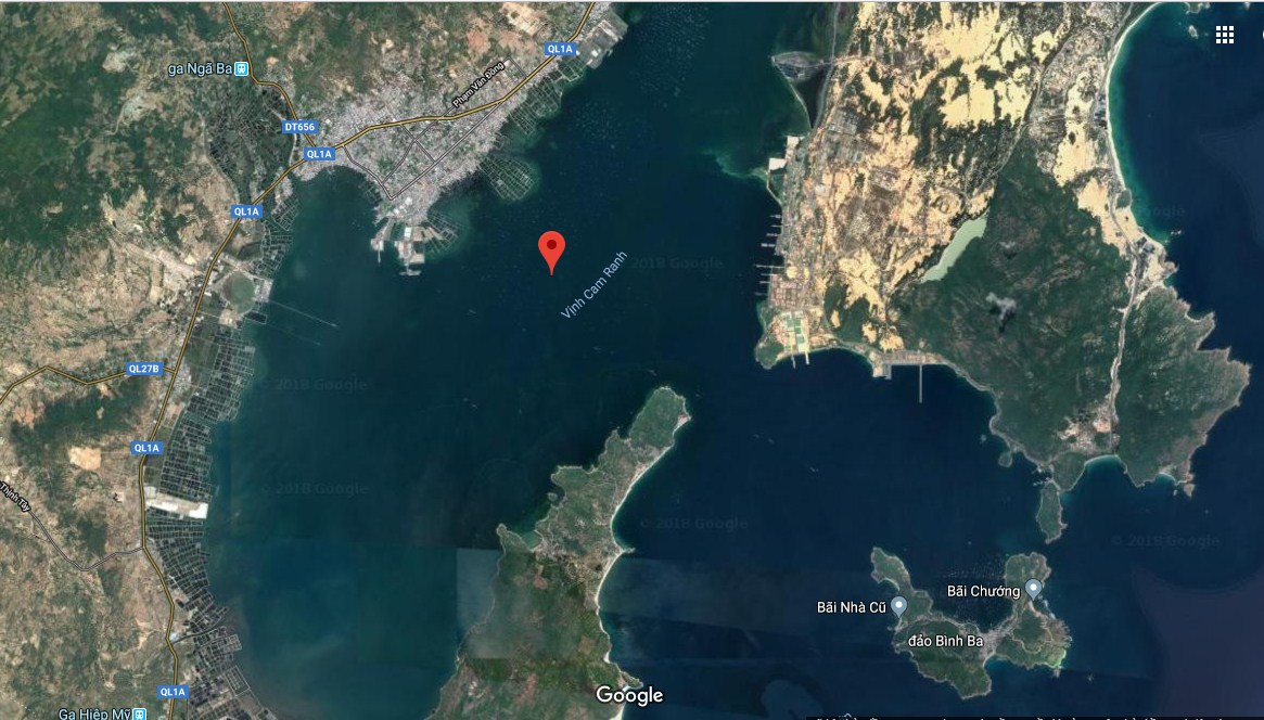 Bản đồ toàn cảnh vịnh Cam Ranh nhìn từ vệ tinh